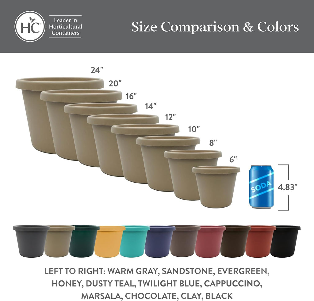 Prima Round Plastic Plant Pot w/Rolled Rim - Lightweight & UV Resistant Flower Pot for Herbs & More - Outdoor &