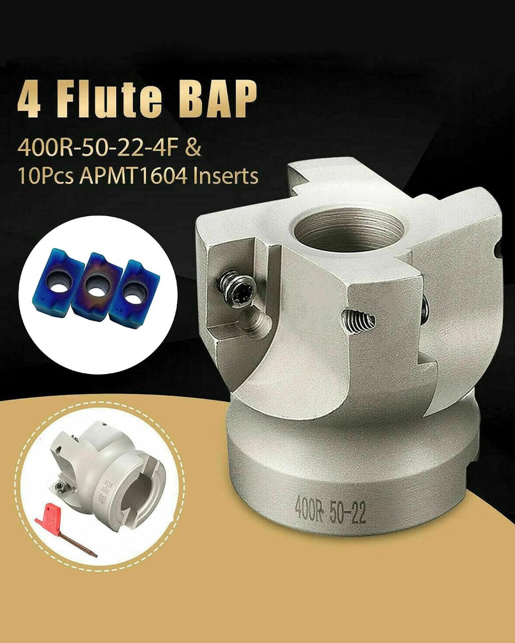 R8-FMB22 BAP400R Face Mill APMT1604PDER Carbide Inserts