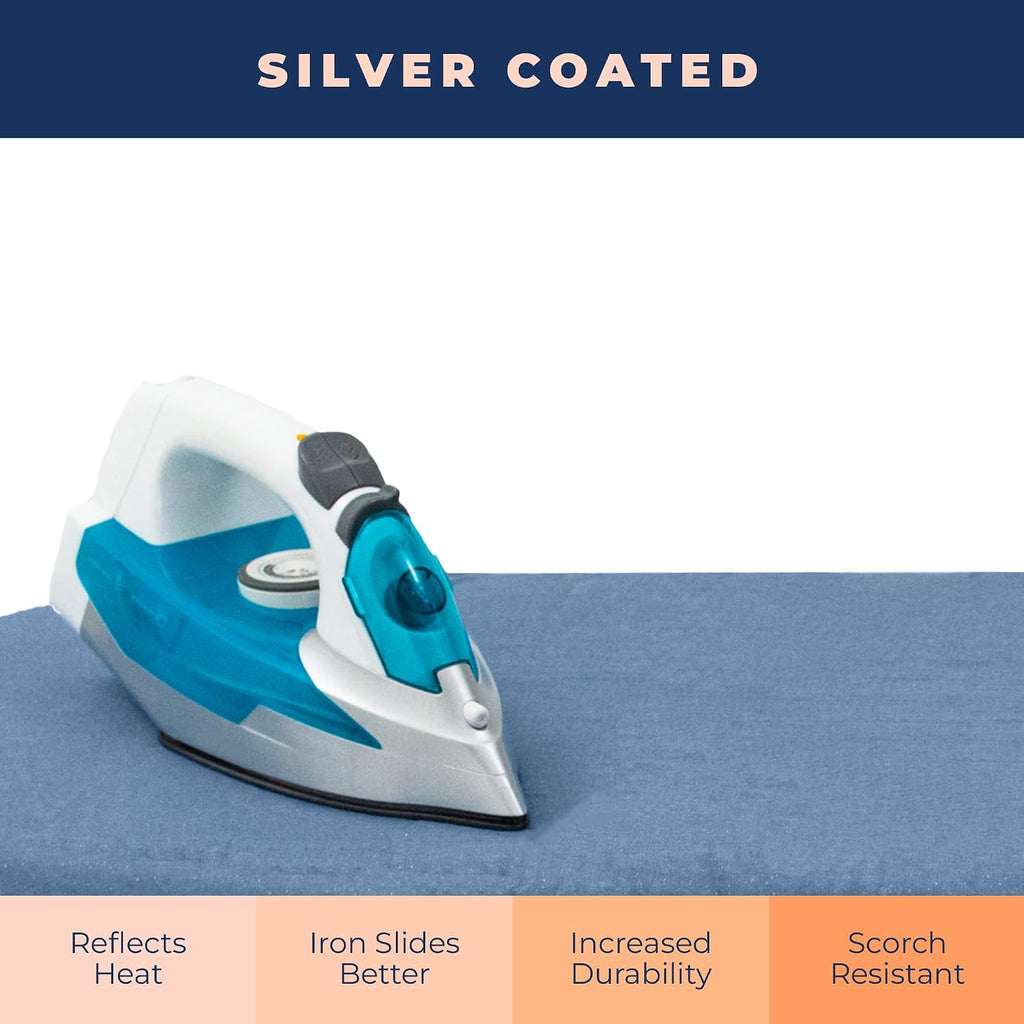 Ironing Board Cover and Pad Extra Thick Heavy Duty Padded 4 Layers, Silver Coated Ironing Board Cover, Non Stick