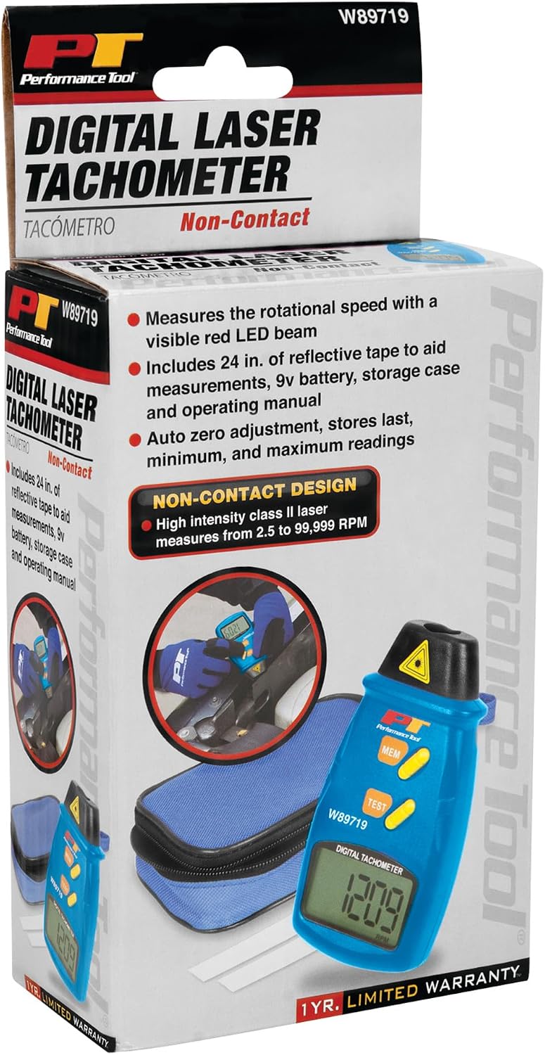 Performance Tool W89719 Digital Tachometer RPM Meter