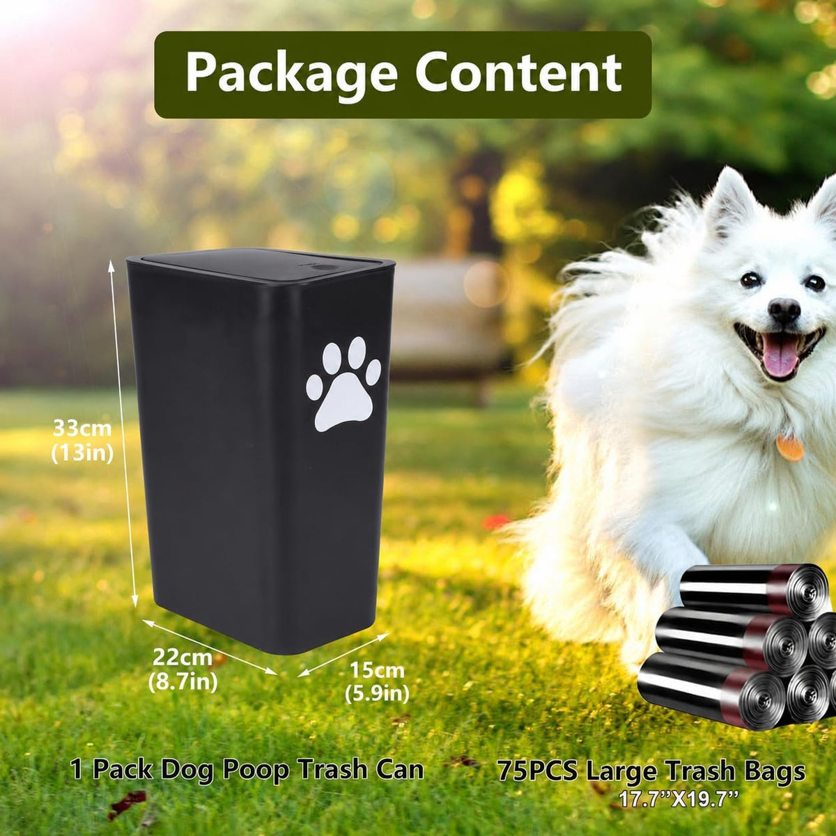 Dog Poop Trash Can Plastic,10L/2.6Gal Outdoor Dog Poop Wast Trash Can Bucket with Pop-Up Lid,Small Pet Waste
