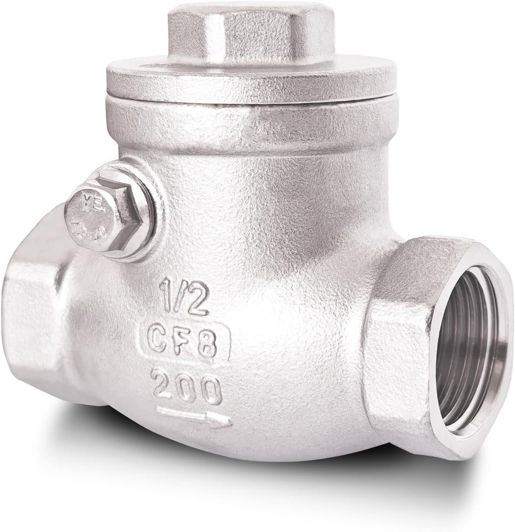 1/2" NPT Horizontal Swing Check Valve, Stainless Steel, Female Thread, DN15
