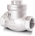 1/2" NPT Horizontal Swing Check Valve, Stainless Steel, Female Thread, DN15