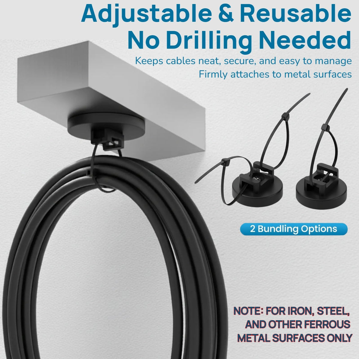 ZyCooom 225-Pc Magnetic Cable Ties Set,Magnetic Zip Tie Mounts & Cable Ties