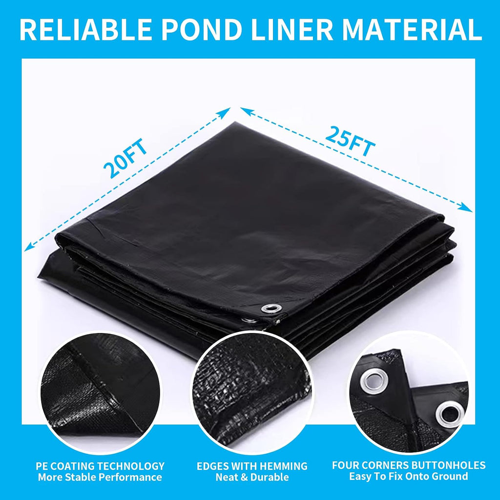 20X25FT Reinforced PE Pond Liner for KOI/Fish Duck Outdoor Ponds(28Mil)