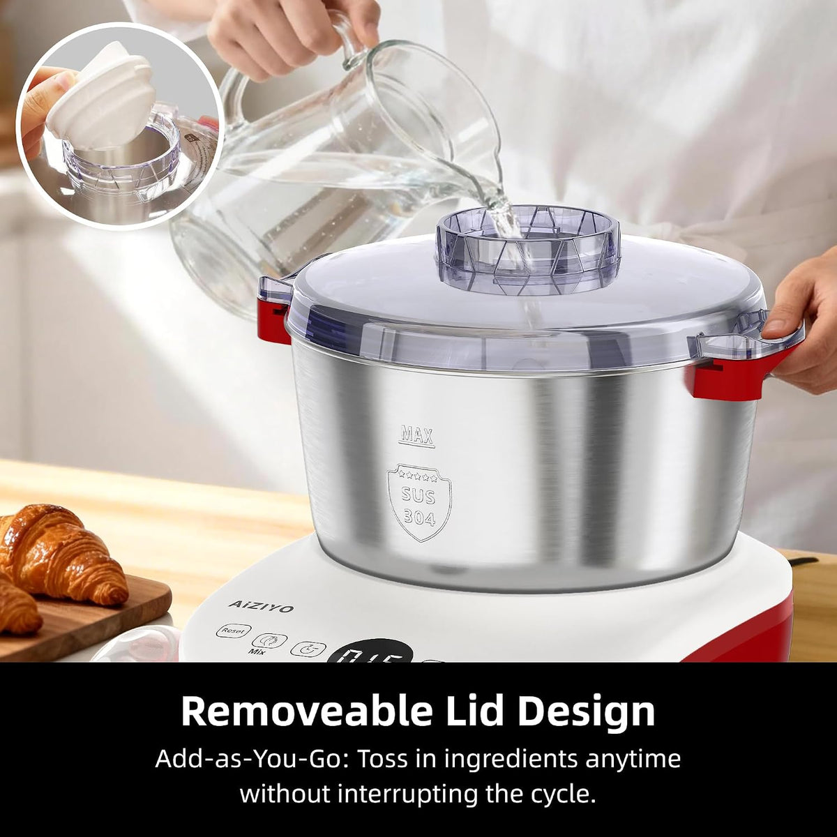DoughChief, 7.4QT Dough Mixer, Dough Maker with Ferment Function, Bread Maker with 304 Stainless Steel Bowl