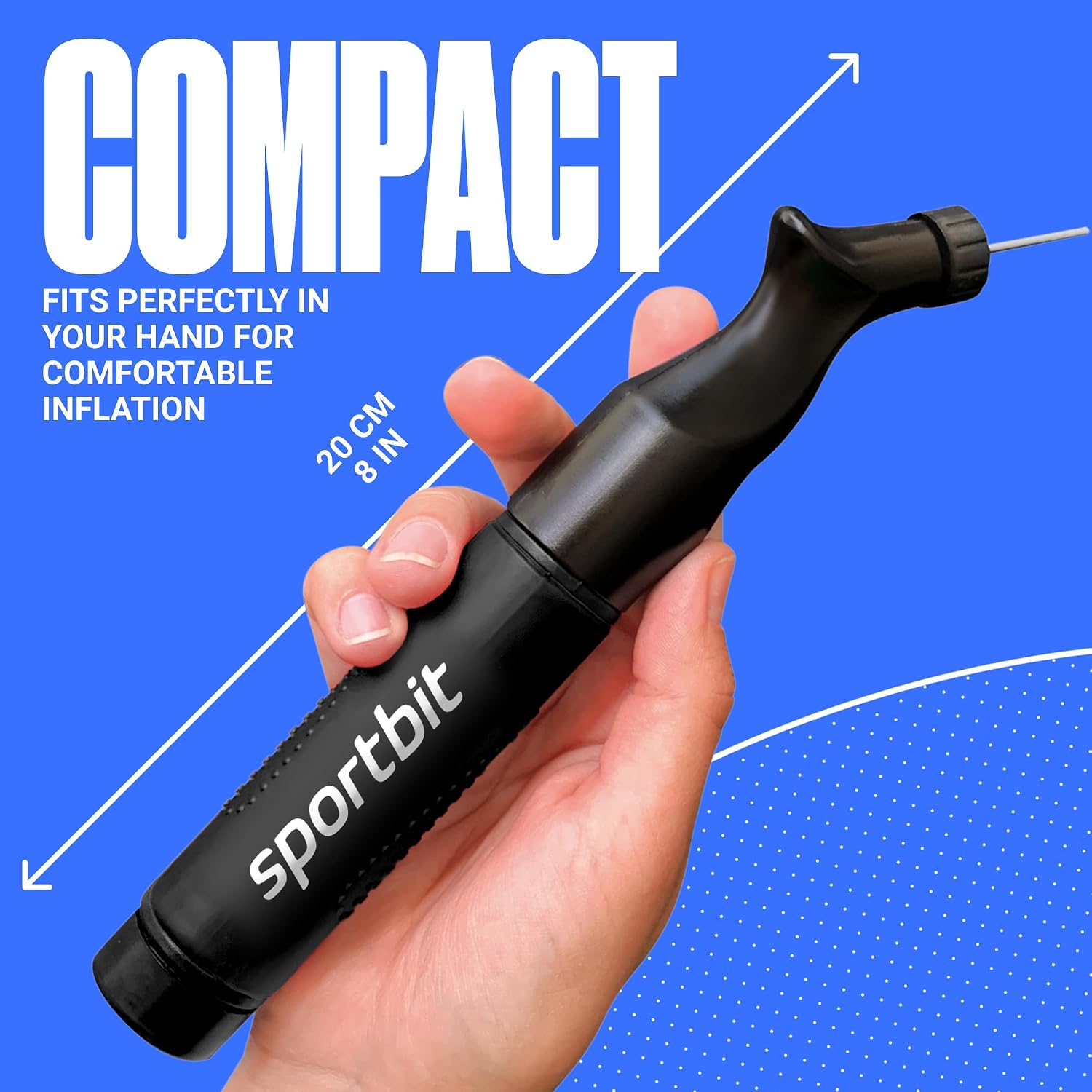 Ball Pump for Sports Balls - Push & Pull Inflating System - Hand Pump for Exercise Balls - Volleyball Pump