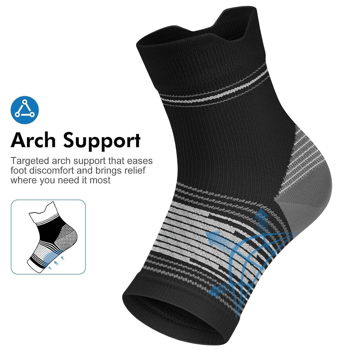 6 Pairs Plantar Fasciitis Socks, Compression Socks with Arch Support