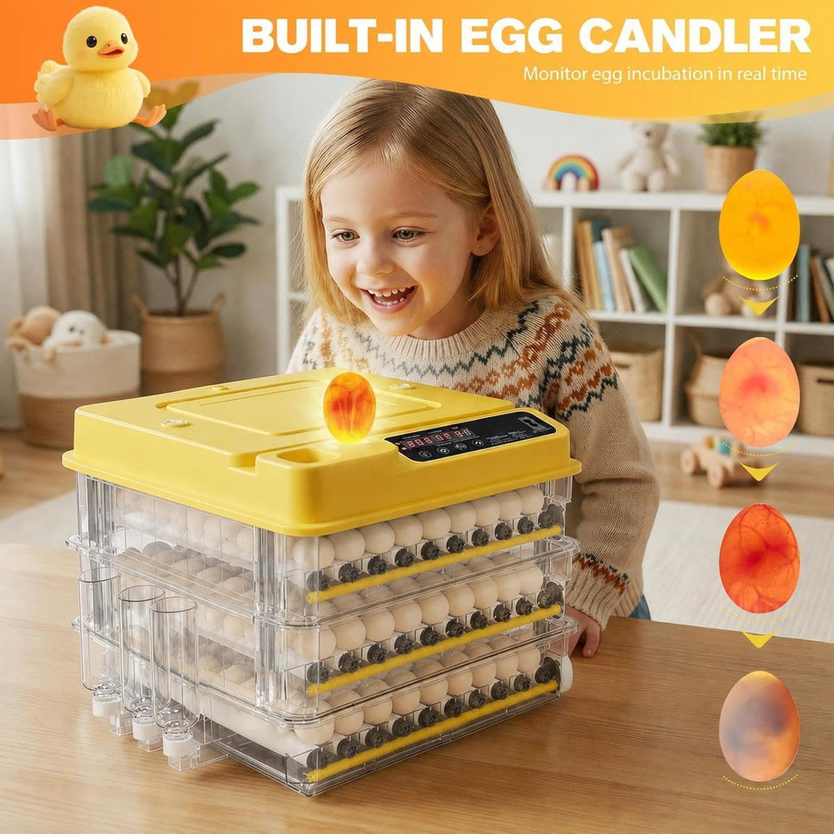 216 Egg Incubator for Hatching Eggs with Auto Turner, Temp Control, Candler