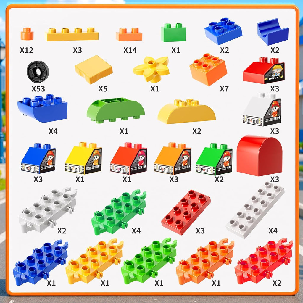 Toddlers Car Building Blocks Set, 16Pcs Different Vehicles, Build Your Own Toy Cars, STEM Learning Toy for Ages 3-5