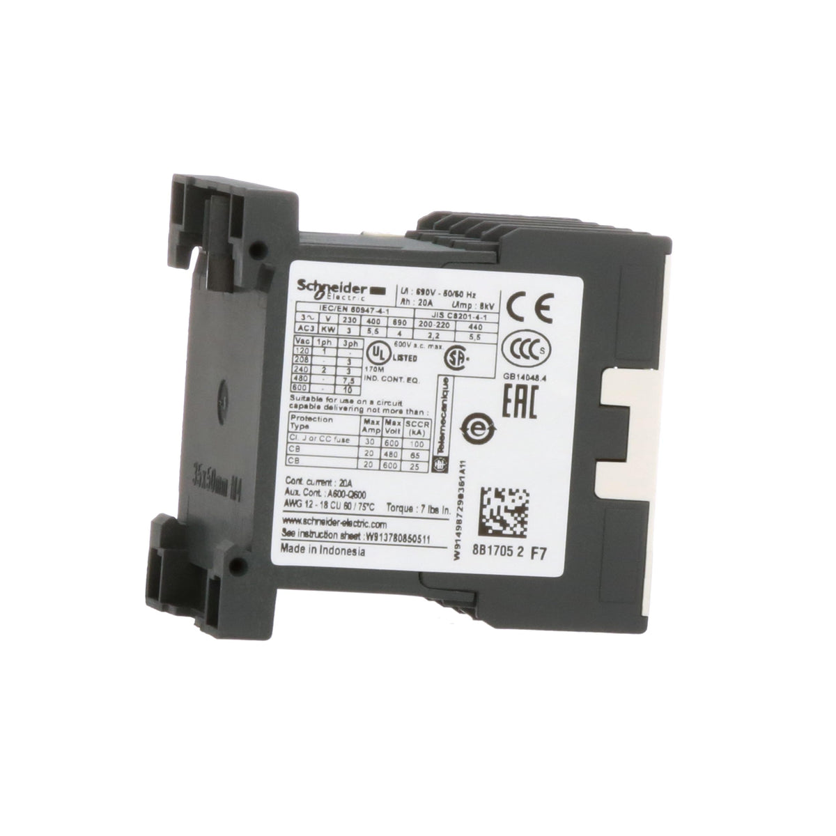 SCHNEIDER ELECTRIC LC1K1210F7 -Square D 3-POLE MINI CONTACTOR 110V