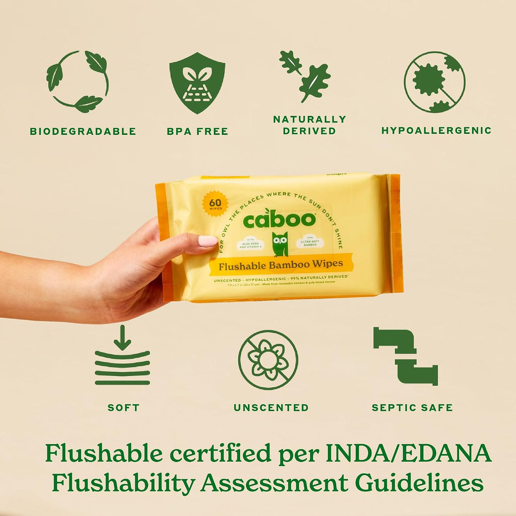 Tree Free Flushable Wipes, Septic Safe, 18 Wipes Per Pack, 144 Total