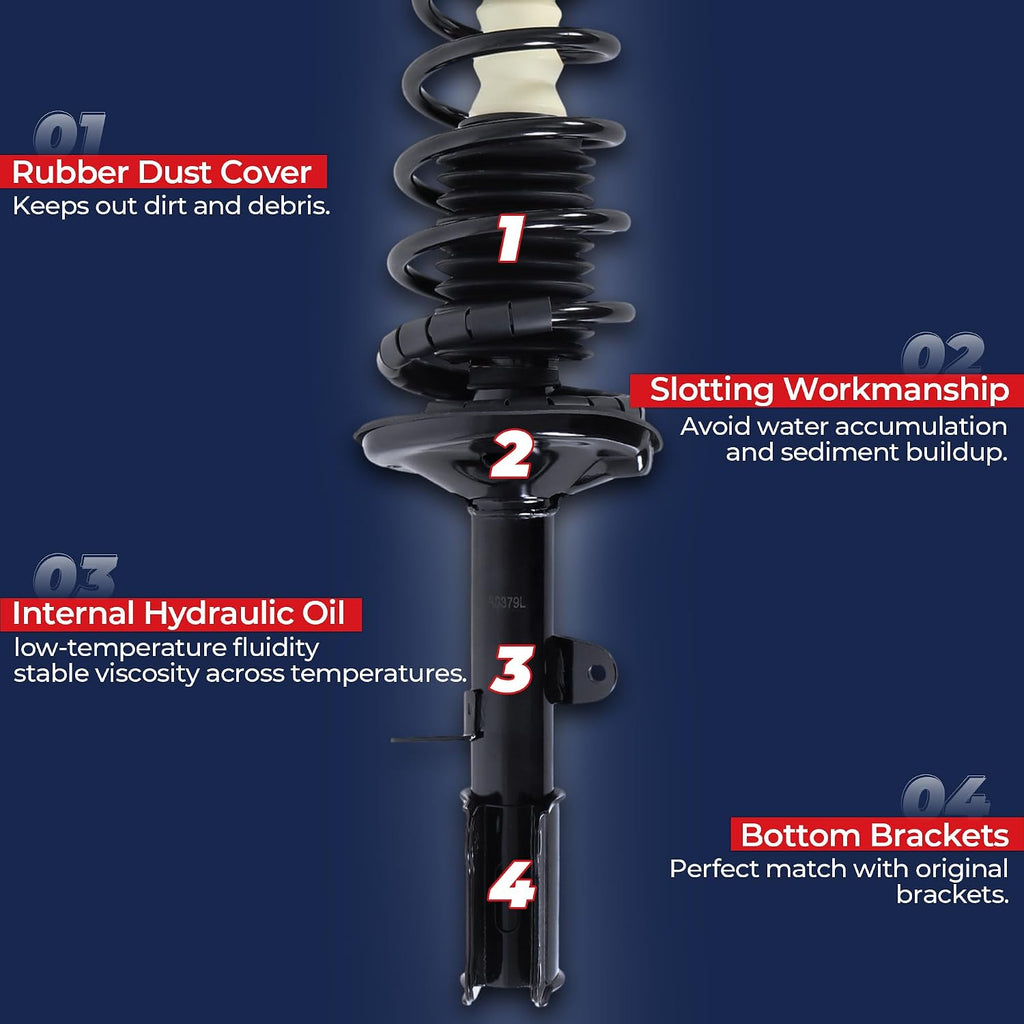 MOSTPLUS Complete Strut Assembly & Shock Absorber Compatible for 2012-2017 Toyota Camry, Front and Rear, Coil Spring 4PCS