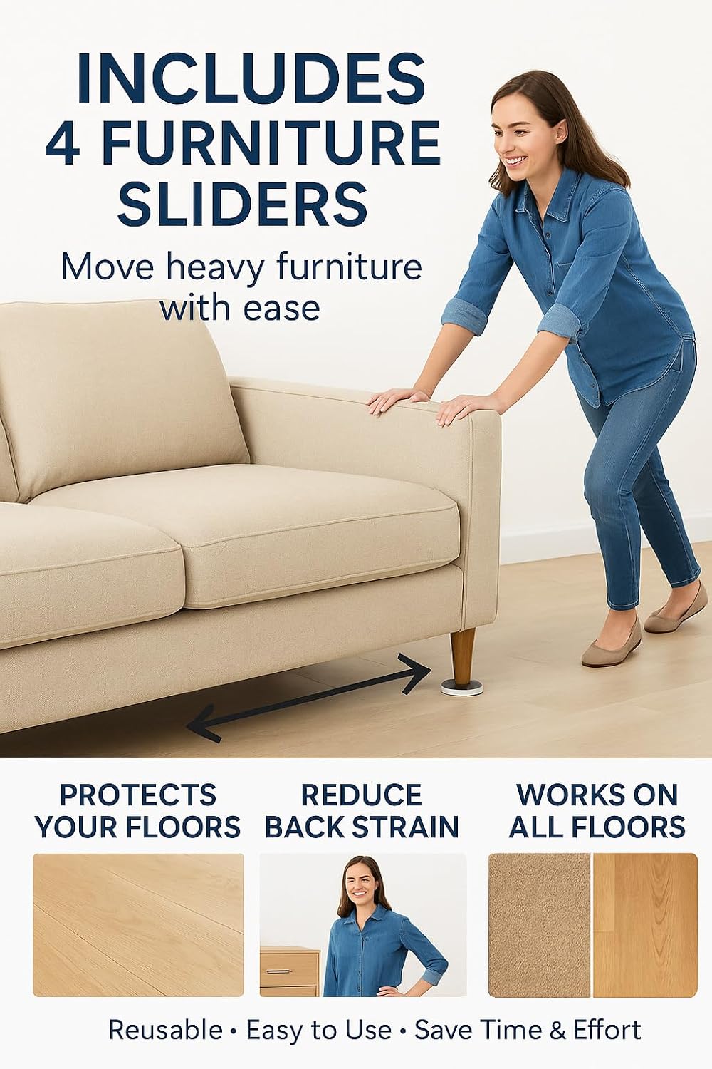 Moving Straps, 2-Person Lifting and Moving System – Adjustable Shoulder Dolly for Moving Furniture, Appliances, and