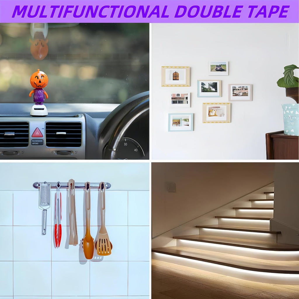 Double Sided Tape Heavy Duty, Mounting Adhesive Tape 1/4 in x 15.4 ft, Waterproof Adhesive Strip Tape for Indoor &