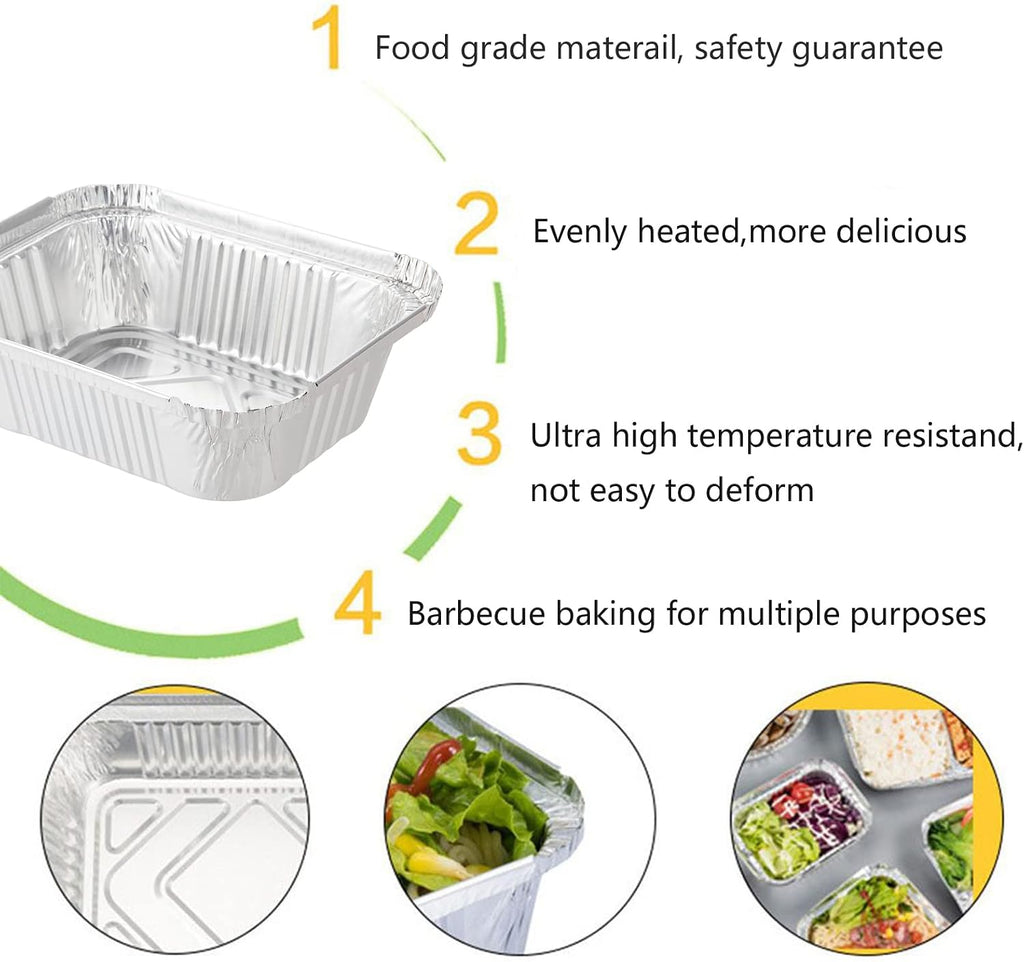 5.5" x 4.5"(100Pack) Disposable Takeout Pans with Clear Lids