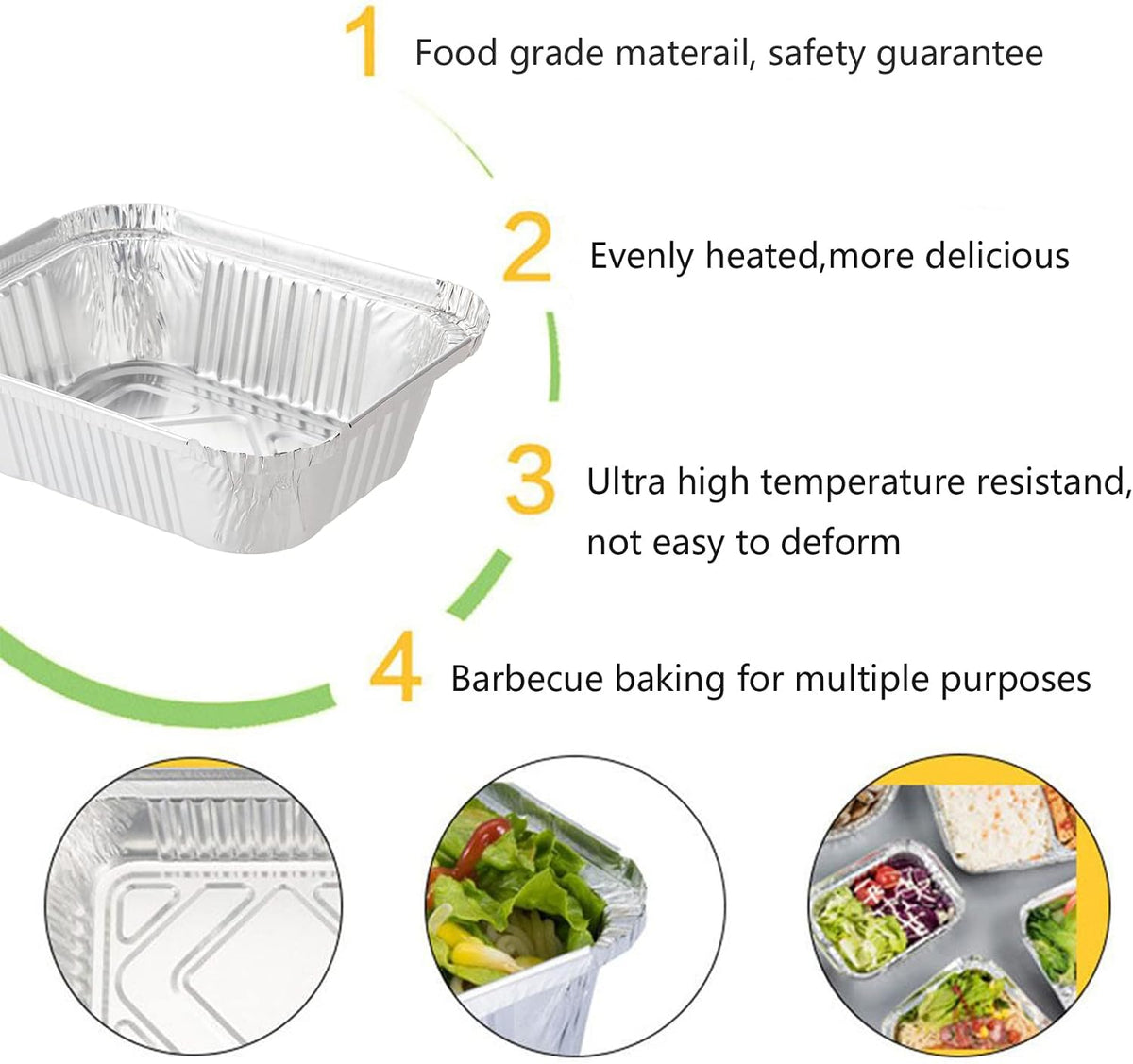 5.5" x 4.5"(100Pack) Disposable Takeout Pans with Clear Lids