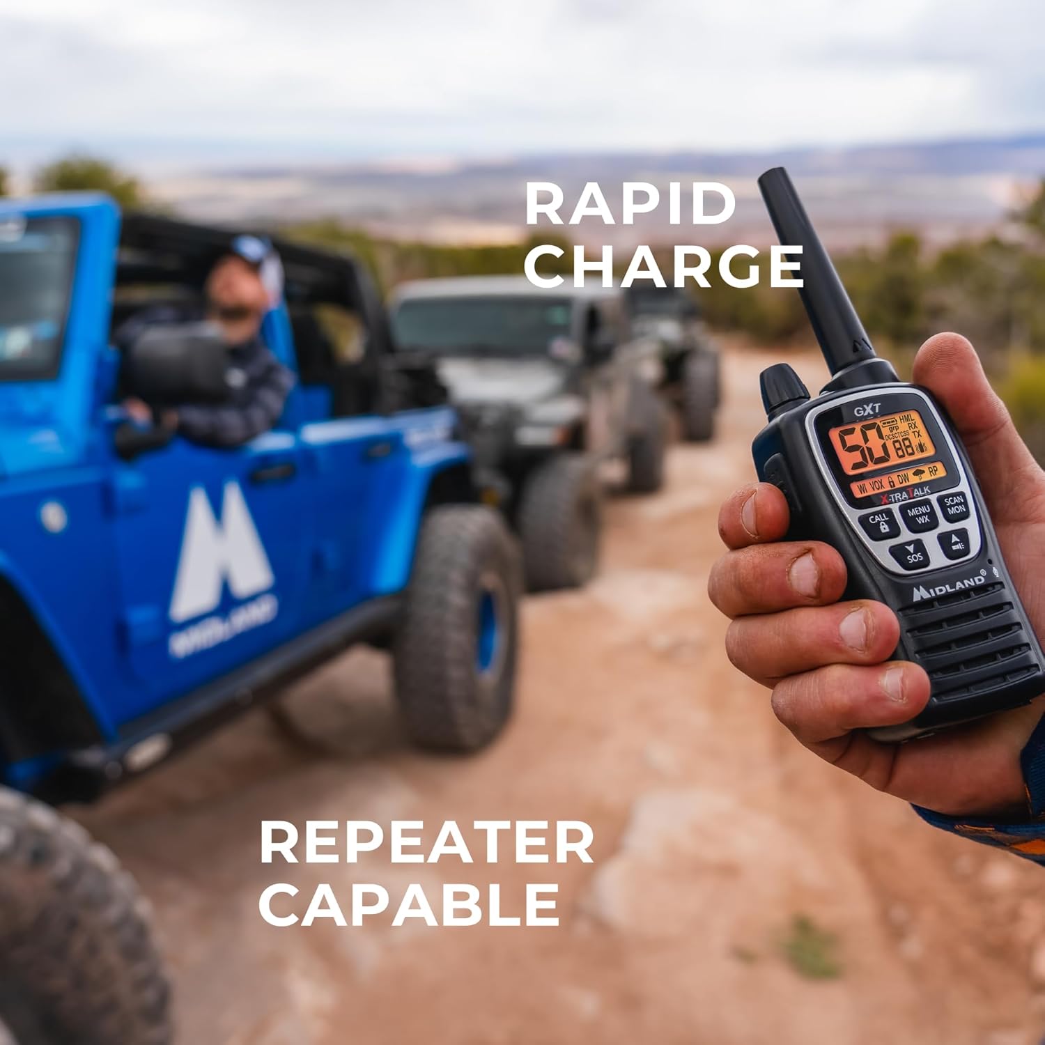 GXT3000 GMRS JIS4 Two-Way Radio, Black/Silver, 2-Pack | 50-Channel, Repeater Capable, Long Range, 142 Privacy Codes