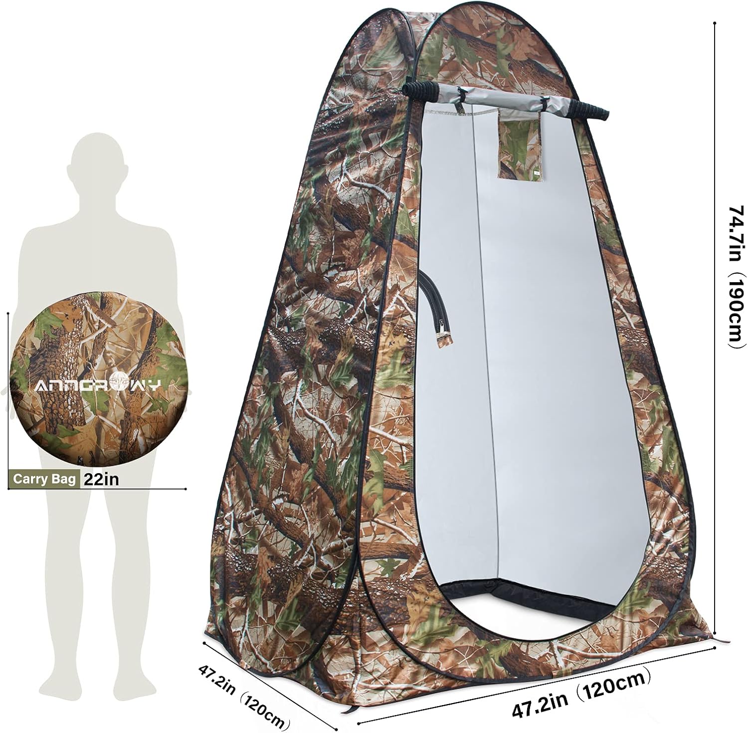 Pop Up Privacy Shower Tent - Portable Outdoor Camping Bathroom Toilet Changing Dressing Room - UPF40+ Waterproof