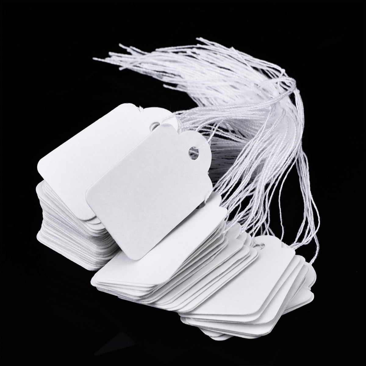 500 Pcs White Price Tags with String Attached, 1.38" x 0.87"