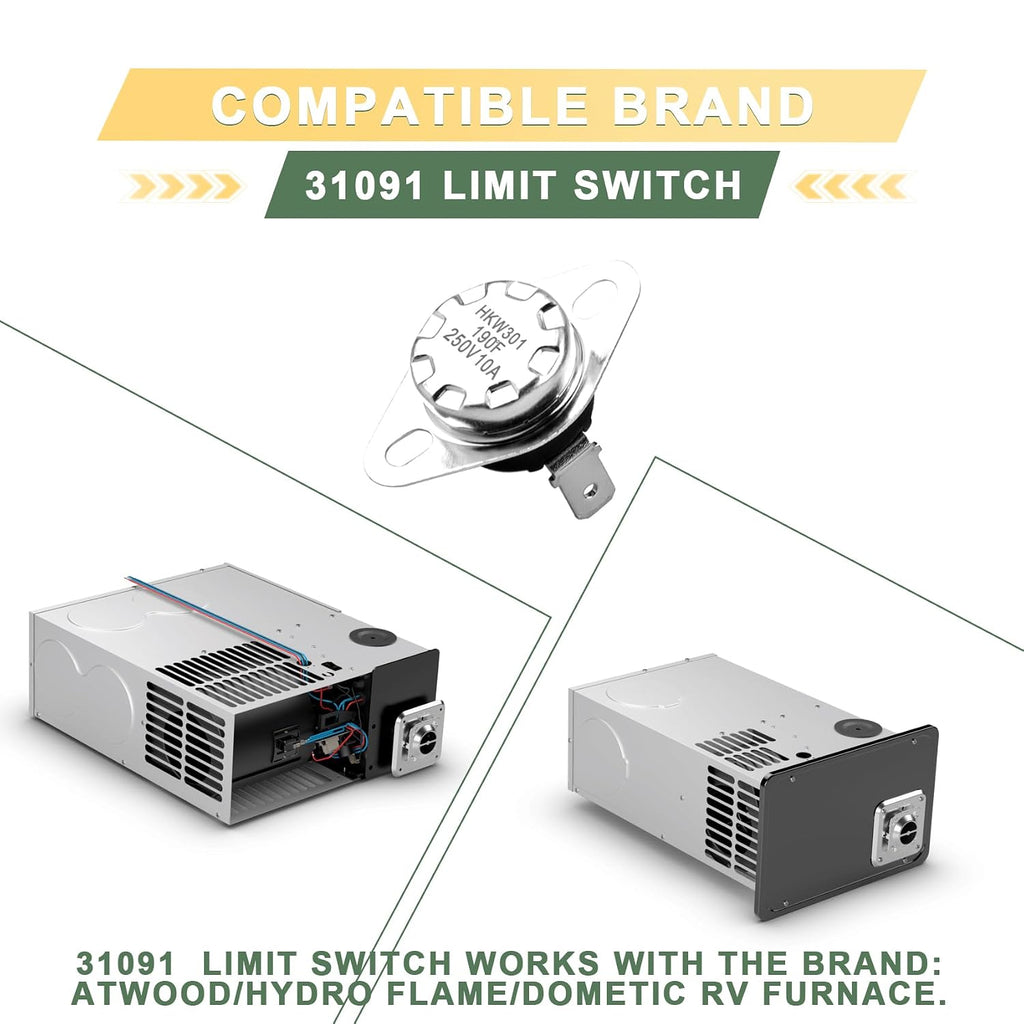 31091 Limit Switch 190℉ Fit for Atwood/Hydro Flame/Dometic RV Furnace(2PCS)