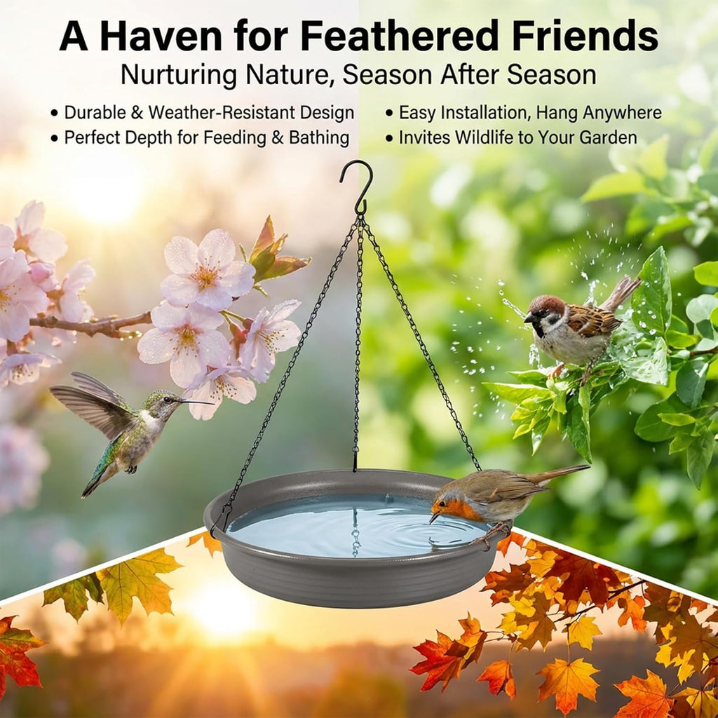 Hanging Bird Bath Bowl - Window Bird Water Feeder Tray for Outdoors