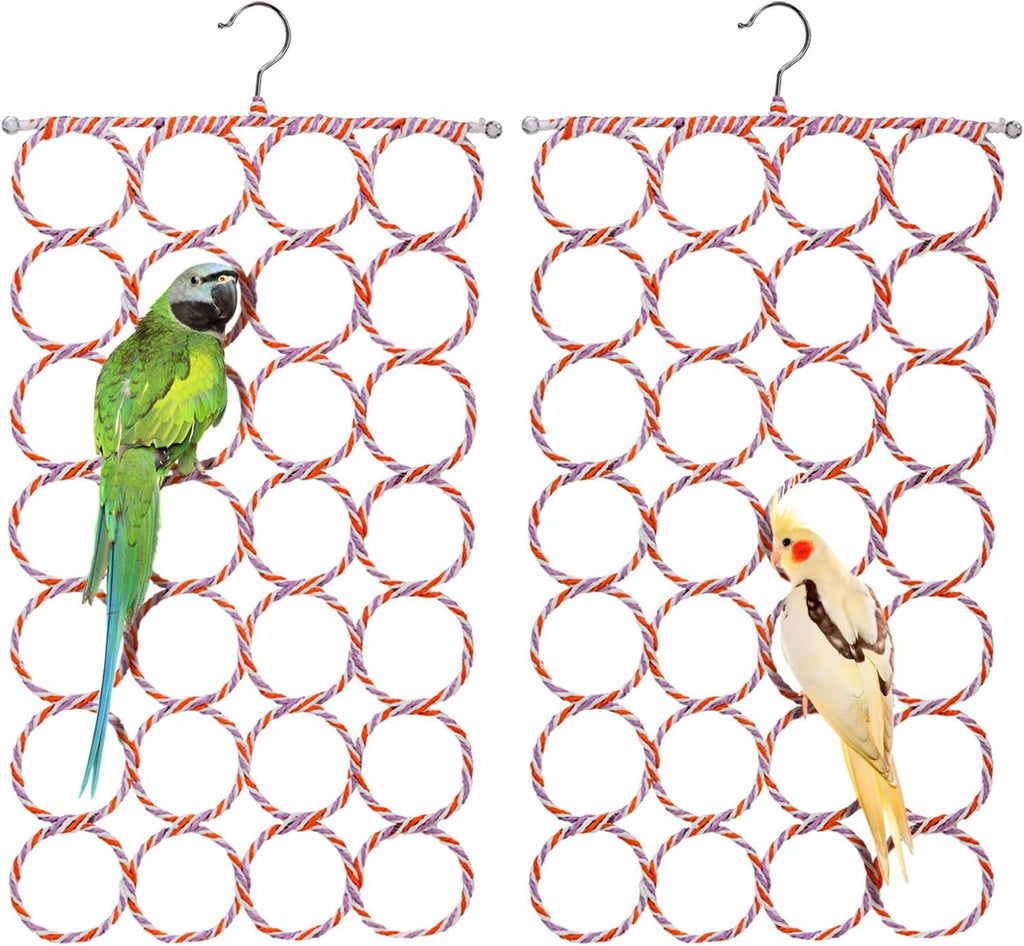 4 Pack Parrot Bird Swing Hanging Toys, Rat Climbing Ladder Rope Perch, Net Toy for Cage, Mouse, Mice, Parakeets