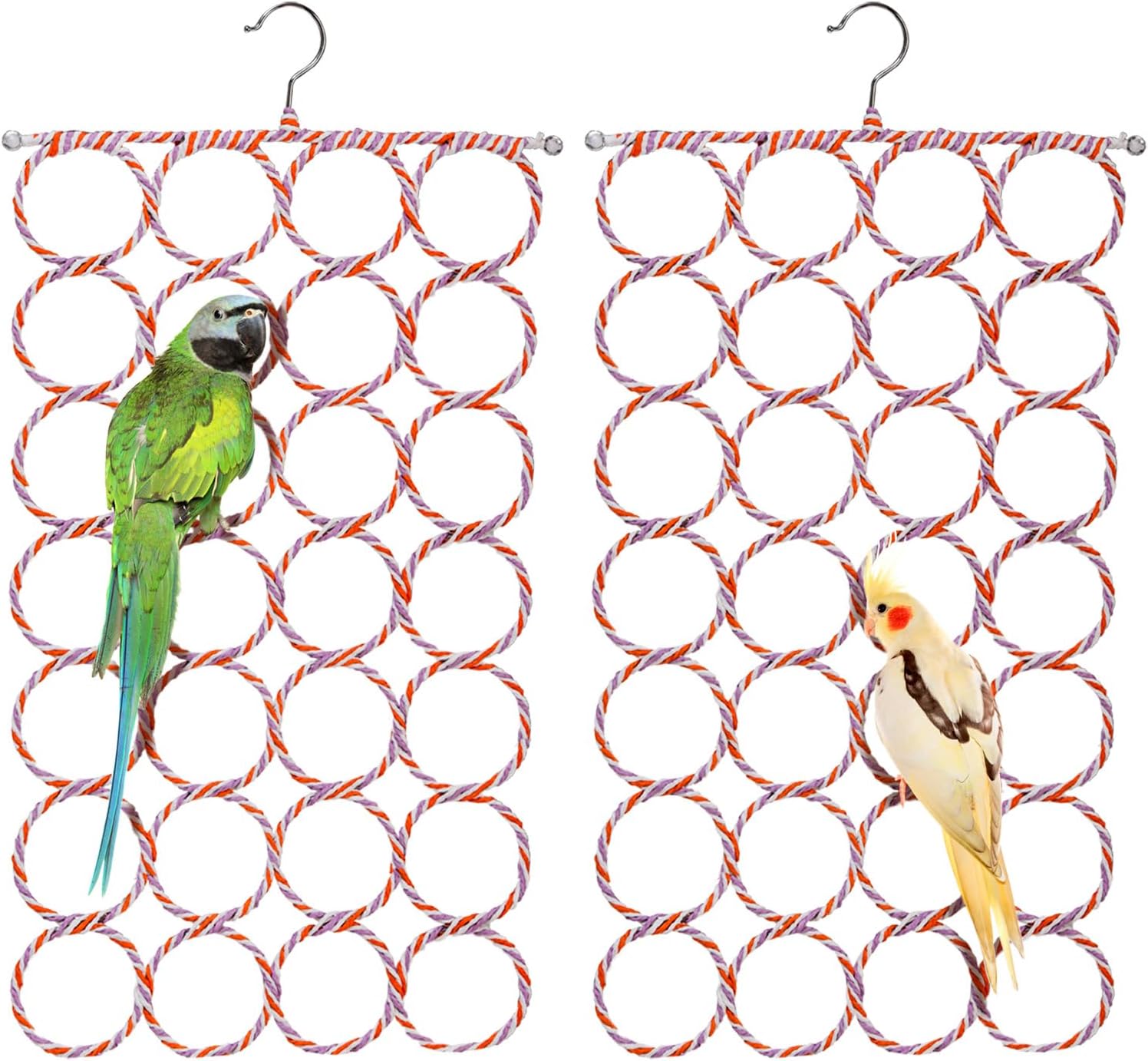 4 Pack Parrot Bird Swing Hanging Toys, Rat Climbing Ladder Rope Perch, Net Toy for Cage, Mouse, Mice, Parakeets
