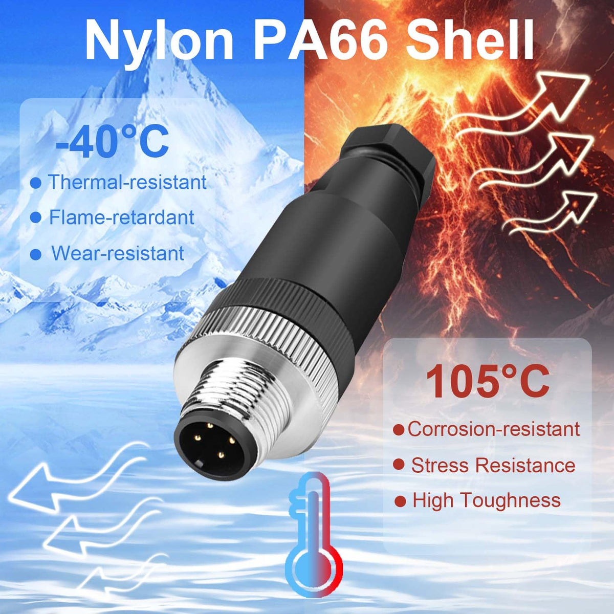 10Pcs M12 4-Pin Male Aviation Connector Industrial A-Code Plug Waterproof
