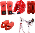 Karate Sparring Gear Protective Polyester Taekwondo Sparring Gear Includes 1Pc Helmet, 1 Pair Gloves & 1 Pair Leg