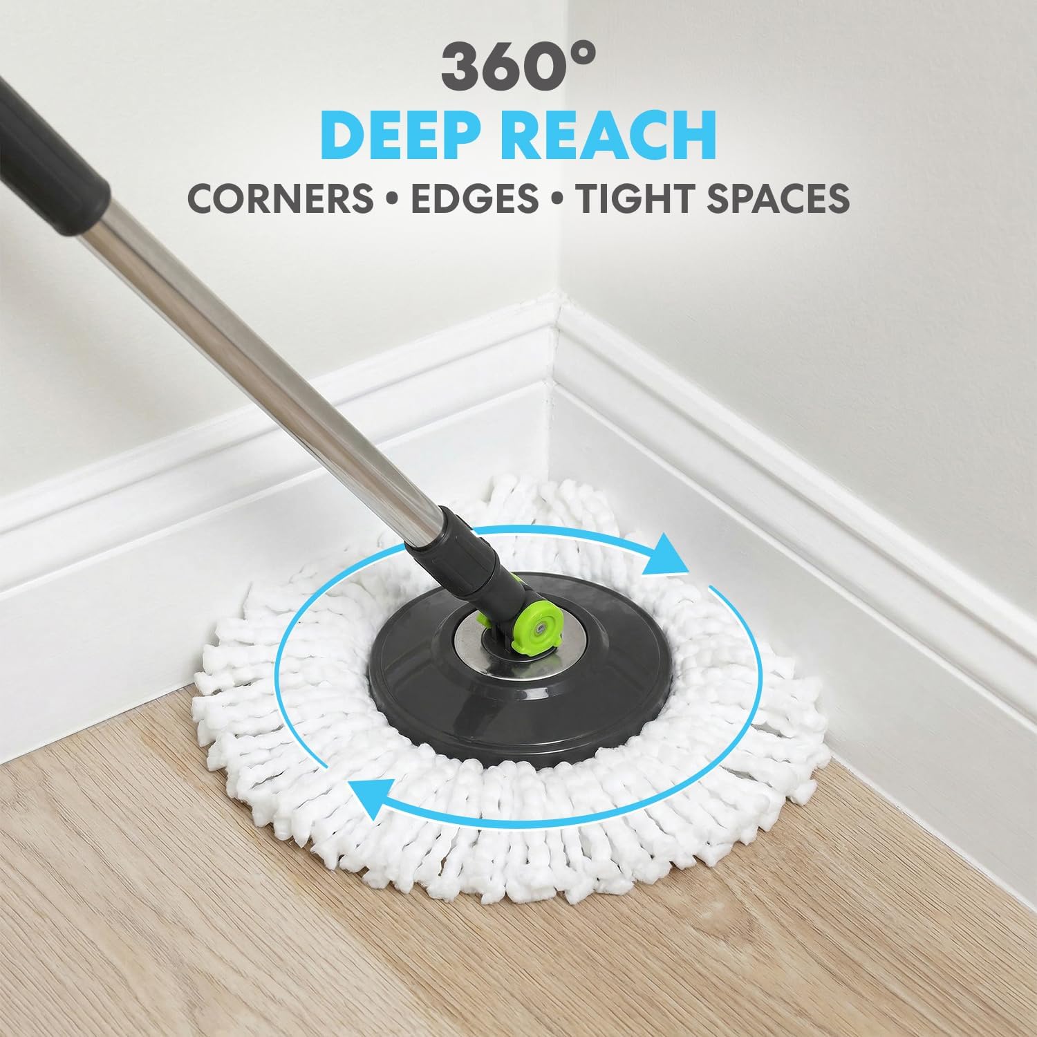 360° Spin Mop and Bucket with Wringer – 3 High-Absorbent Microfiber Washable Heads, Soap Dispenser – Spinning Mop and