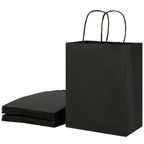 25-Pack Medium Black Gift Bags with Handles for Retail, Halloween