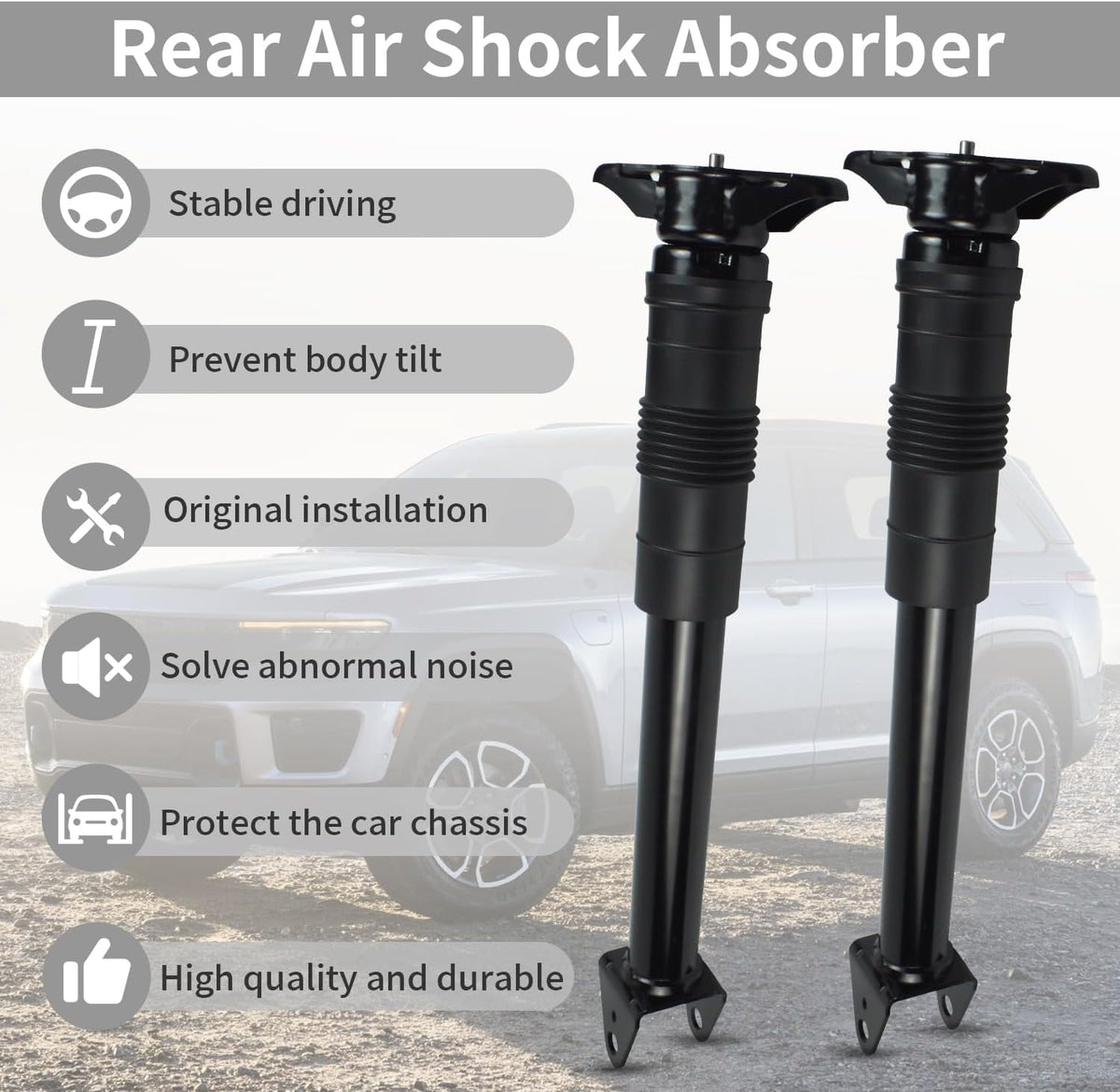 Pair Rear Shocks Absorbers Strut for 2011-2015 Jeep Grand Cherokee Dodge Durango w/Sport or Eco Suspension 3.6L 5.7L 6.4L 68069680AF 68069680AG 68069680AH,Shocks and Struts Assembly Replacement
