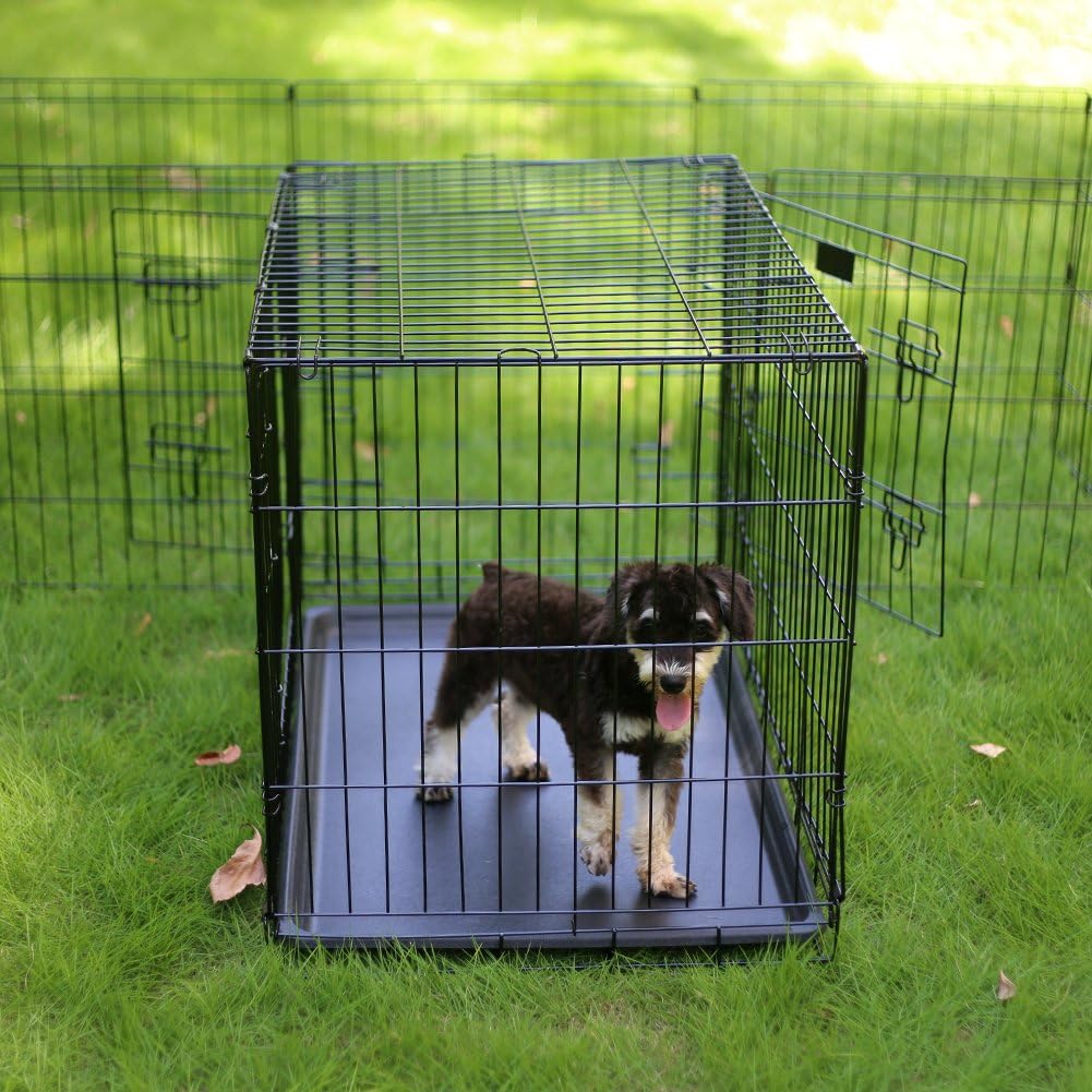 Dog Pen Pet Playpen Dog Fence Indoor Foldable Metal Wire Exercise Puppy Play Yard Pet Enclosure Outdoor 8 Panels 24