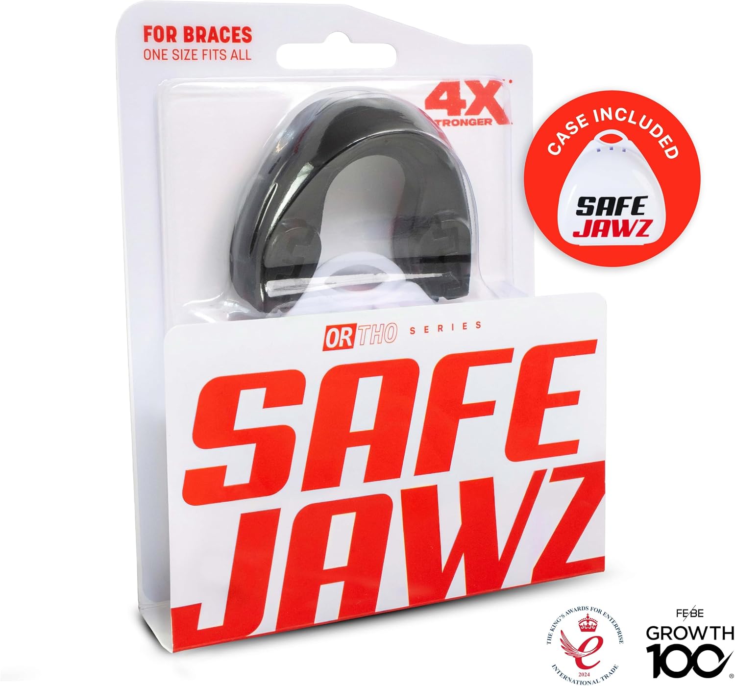 Black Mouth Guard for Braces, One Size Mouthguard with Case | One Size, Ortho Mouthguard, Easy Fit Remoldable