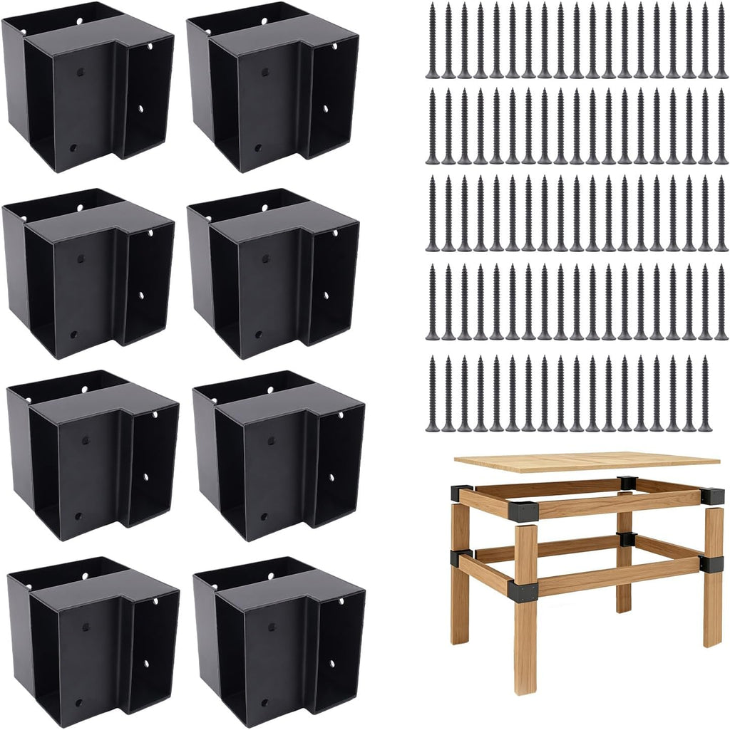 Heavy Duty Workbench Bracket Kit, 4 Pcs 3-Way Right Angle Steel | Sturdy hardware solution for building a custom