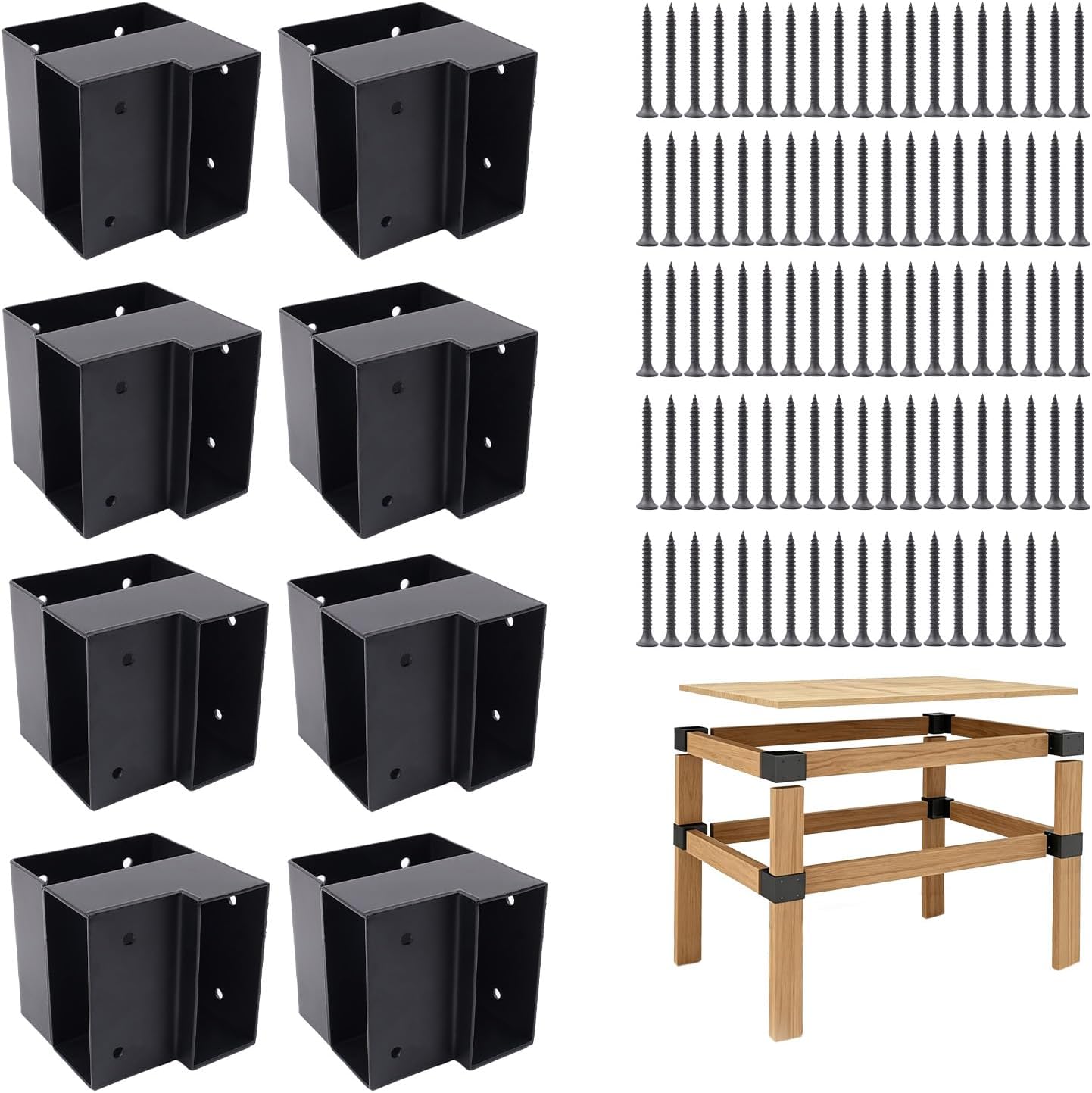 Heavy Duty Workbench Bracket Kit, 4 Pcs 3-Way Right Angle Steel | Sturdy hardware solution for building a custom