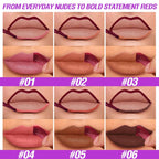 6Pcs Peel Off Lip Liner Set,Lip Stain Peel Off,Long-Lasting Waterproof & Smudge-Proof Matte Lip Liners With Ergonomic