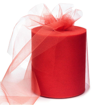 6" x 200 Yards Red Tulle Fabric Roll for DIY Tutu & Wrapping, Party Decor