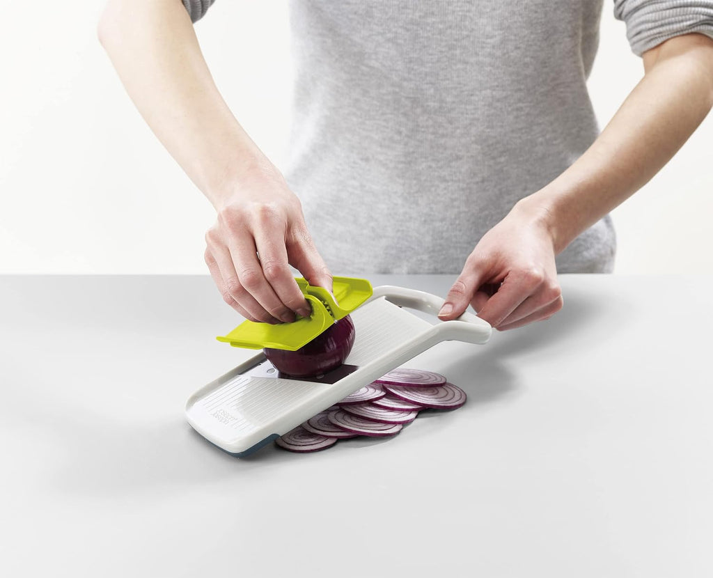 Duo Multi-Grip Mandoline, Fruit and Vegetable Slicer with Precision Food Grip, White