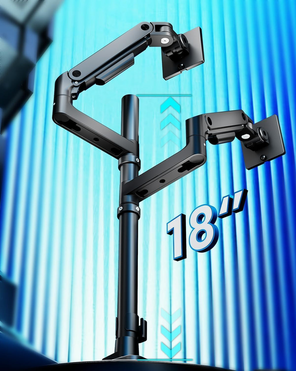 Stack Dual Ultrawide Monitor Mount with USB A/C for 17 to 49 Inch | Pro Gas Spring, Aluminum Material, Flexible