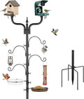 Upgraded Bird House Pole Heavy Duty Bird Feeder Pole Thickened Pole with 4 Hooks,Wind-Resistant Water Bowl,Mesh