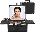 Makeup Bag with LED Mirror, Makeup Box Travel Train Case with Rechargeable Lighted Mirror & Adjustable Dividers