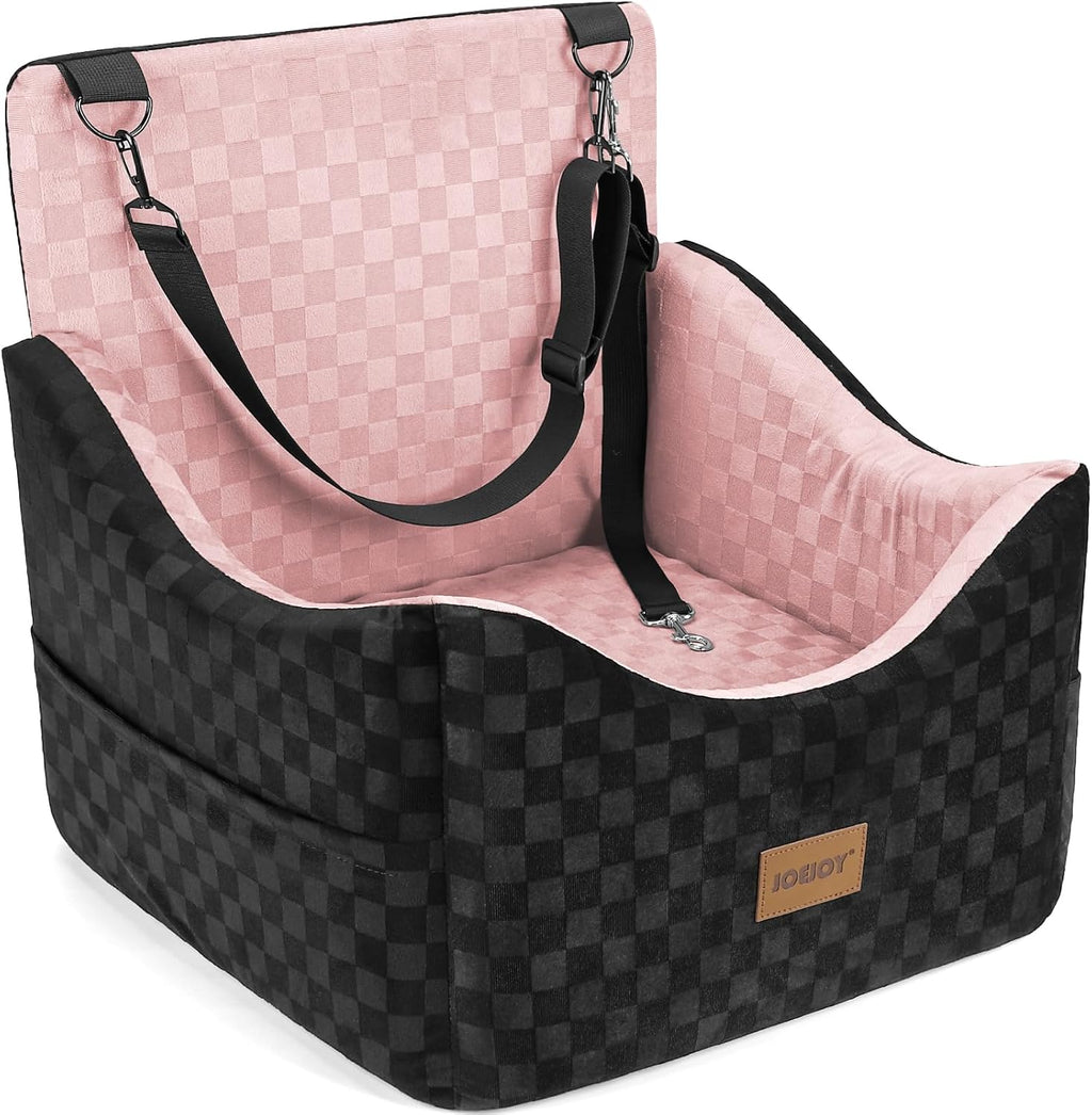 Elevated Dog Car Seat for Small/Medium Dogs up to 35 lbs, Memory Foam Booster Seat with Detachable Washable Cover