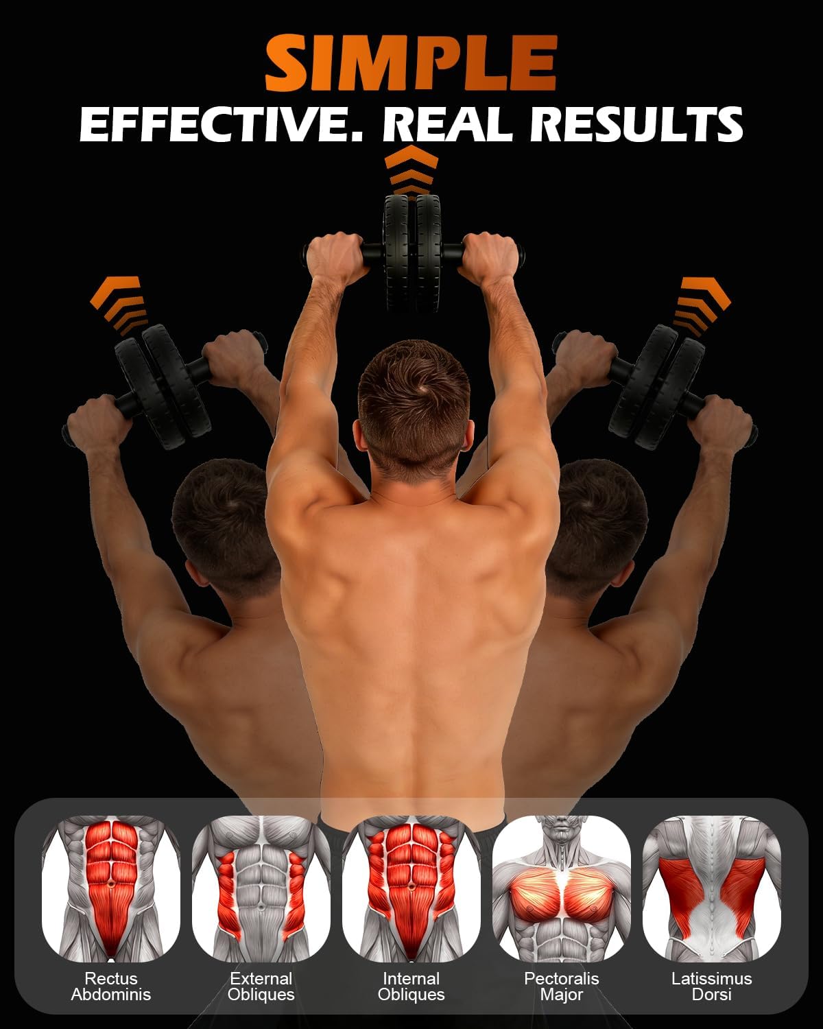 Upgraded Ab Roller Wheel, Abdominal Core Workout Equipment for Home Gym with Knee Pad, Full Body Strength Training