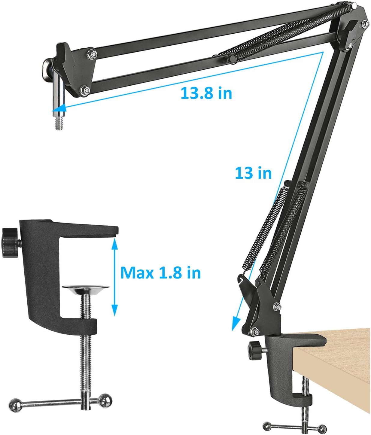 Boom Arm for Audio-Technica AT2020/AT2040, Mic Arm with Foam Cover | Suspension Boom Scissor Arm Stand with Pop