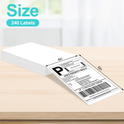 4x6 Thermal Labels 240 PCS, Shipping Labels, Strong Adhesive Thermal Label, White Printer Paper/Label
