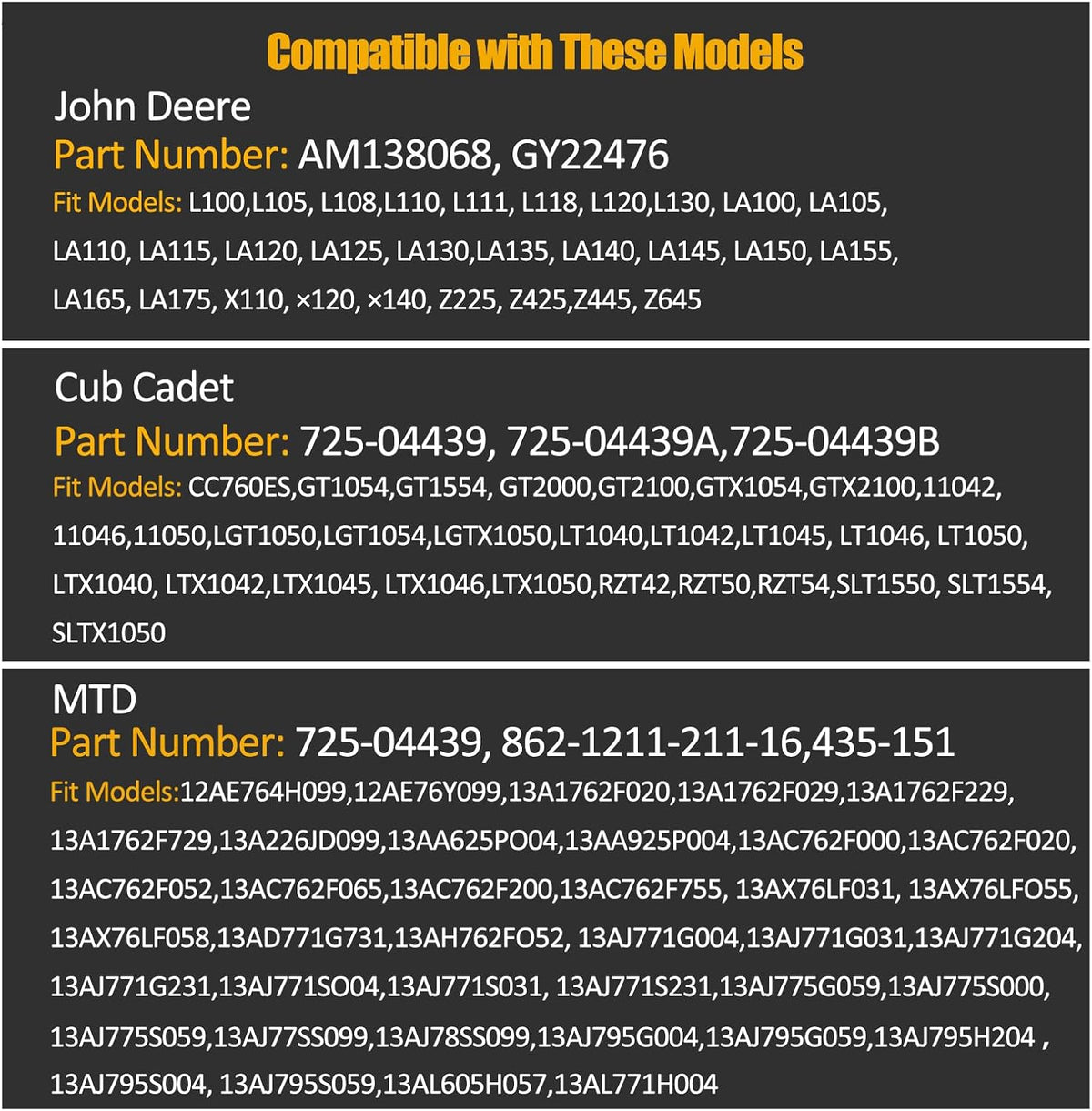AM138068 12V Starter Solenoid Fit for Trombetta John Deere MTD Cub Cadet Lawn Tractor Replaces 435-151 725-04439