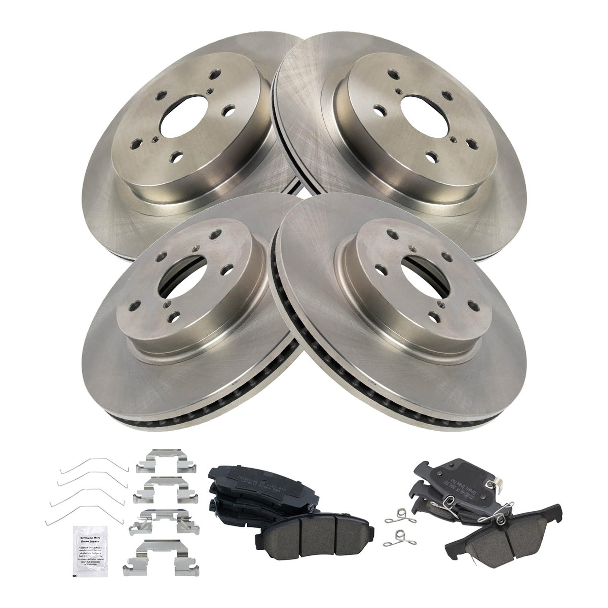 TRQ Front & Rear Brake Pad & Rotor Kit Ceramic