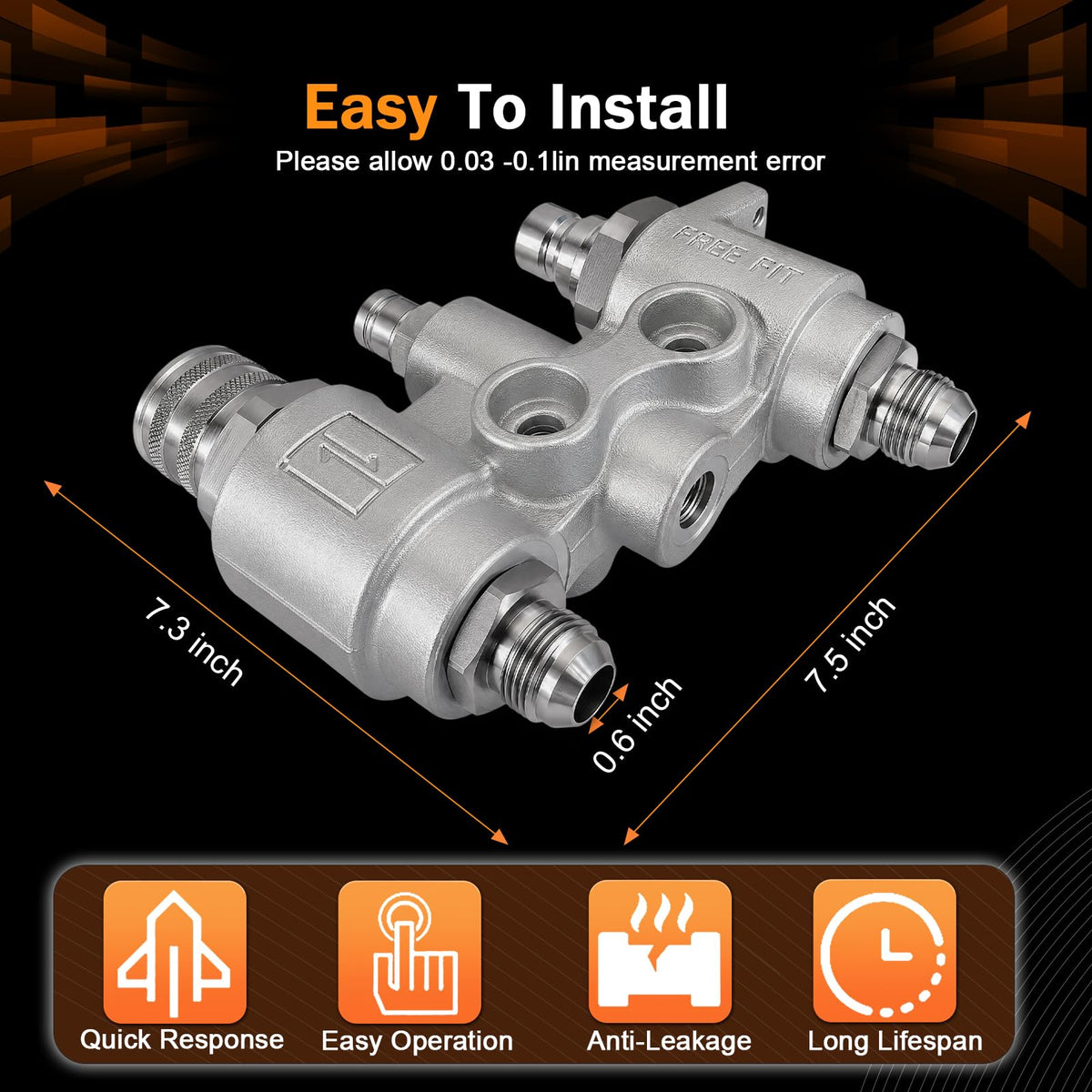 7246783 Hydraulic Coupler 4BD4FH Manifold Block 48mm Compatible with Bobcat